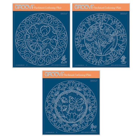 Barbara's SHAC Japanese Flowers & Butterflies A5 Square Groovi Plate Collection