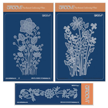 Spring Floral Spray A6 & Spacer Groovi Plate Trio