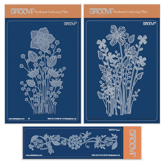 Spring Floral Spray A6 & Spacer Groovi Plate Trio