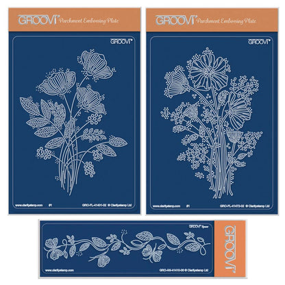 Summer Floral Spray A6 & Spacer Groovi Plate Trio