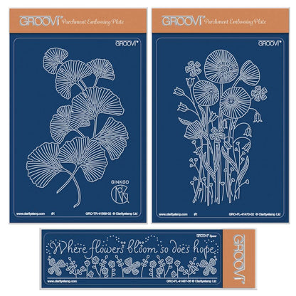 Autumn Floral Spray A6 & Spacer Groovi Plate Trio
