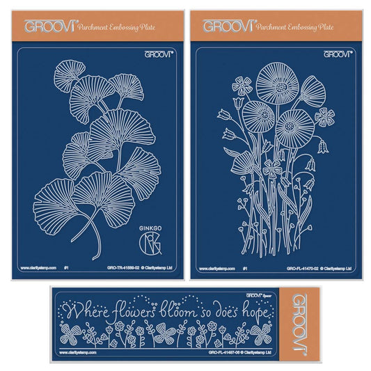 Autumn Floral Spray A6 & Spacer Groovi Plate Trio