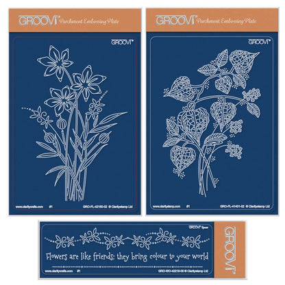 Winter Floral Spray A6 & Spacer Groovi Plate Trio