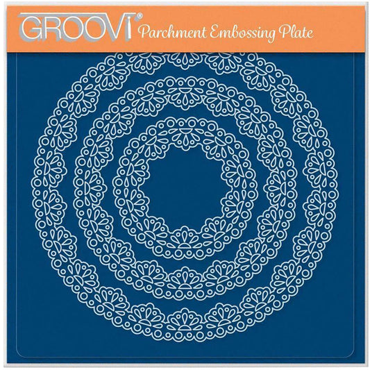 Nested Circles Lace Fan Frames A5 Square Groovi Plate