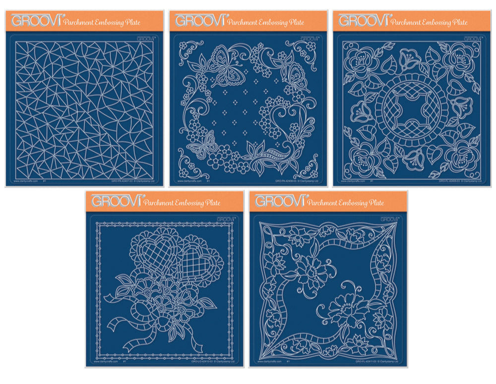 Linda's Richelieu Lace A5 Square Groovi Plate Collection