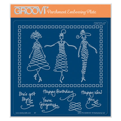 Barbara's SHAC Calligraphy Girls A5 Square Groovi Plate