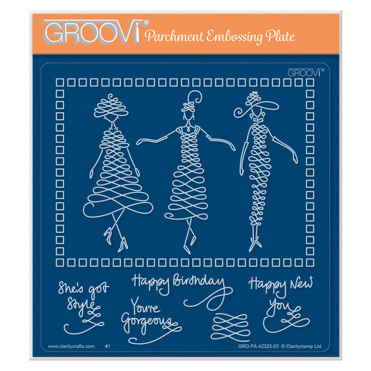 Barbara's SHAC Calligraphy Girls A5 Square Groovi Plate