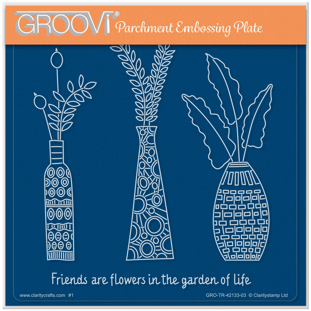 Barbara's SHAC Vases & Foliage A5 Square Groovi Plate