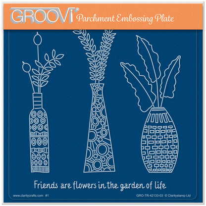 Barbara's SHAC Vases & Foliage A5 Square Groovi Plate