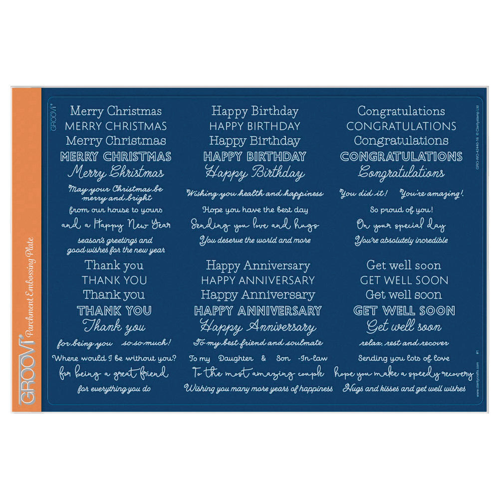 Occasion Sentiments A4 Groovi Plate