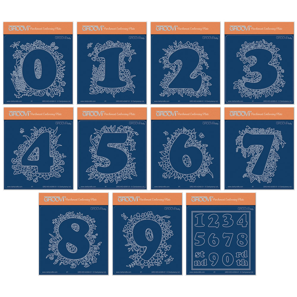 Linda's Floral Numbers A6 Square Groovi Plate Collection