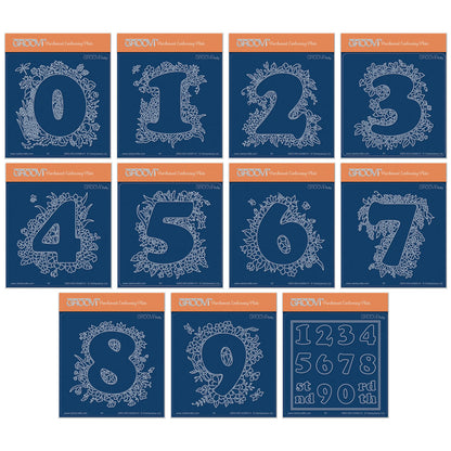 Linda's Floral Numbers A6 Square Groovi Plate Collection