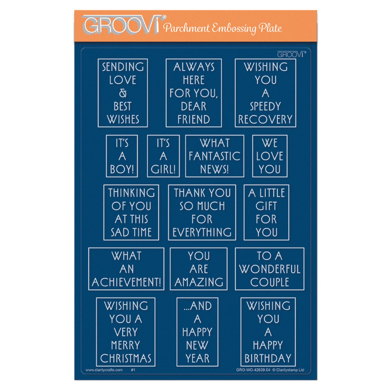 Tall Art Deco Sentiments A5 Groovi Plate – Clarity Crafts