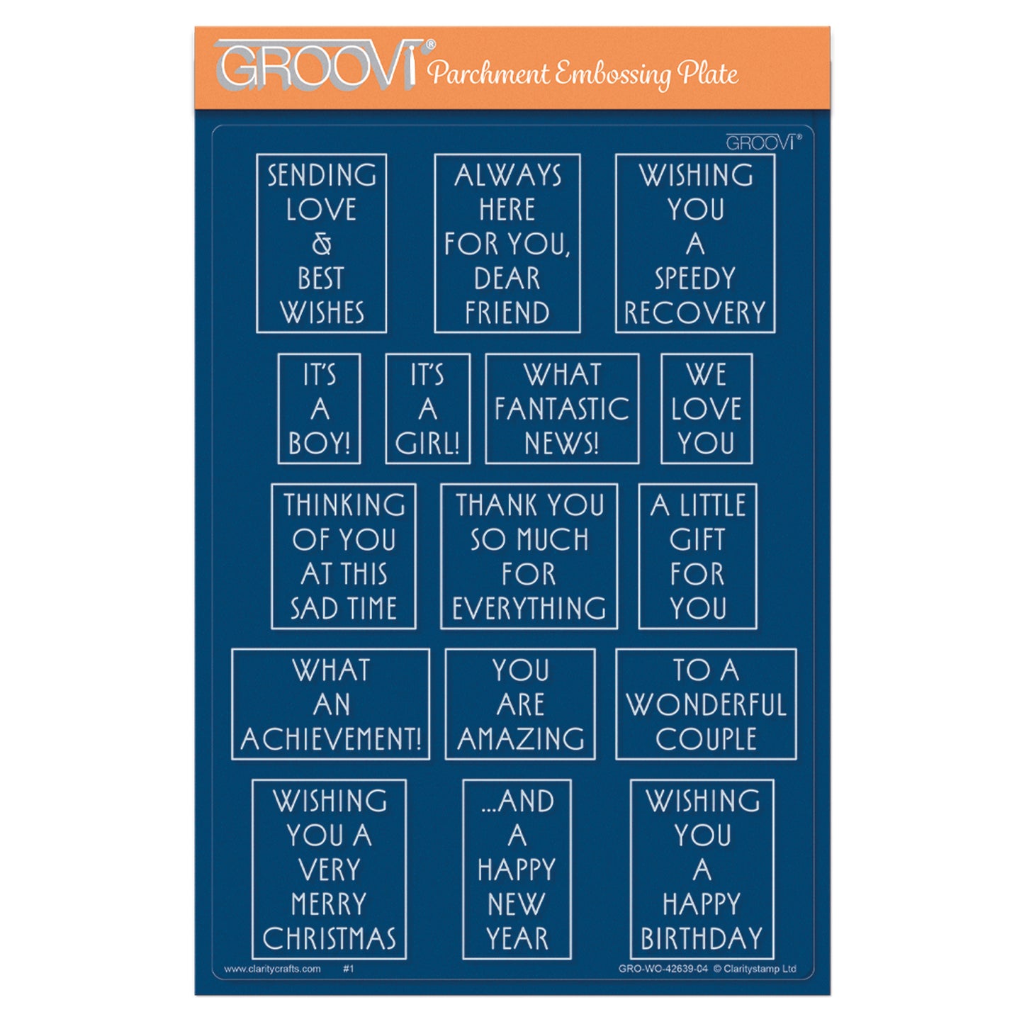 Tall Art Deco Sentiments A5 Groovi Plate