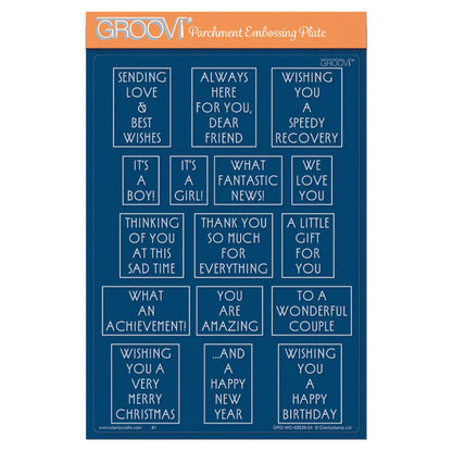 Tall Art Deco Sentiments A5 Groovi Plate