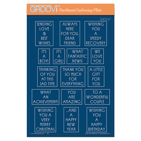 Tall Art Deco Sentiments A5 Groovi Plate