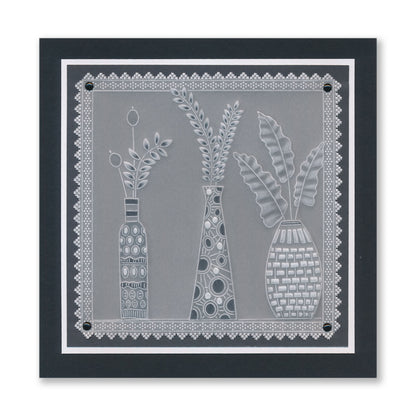 Barbara's SHAC Vases & Foliage A5 Square Groovi Plate