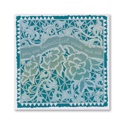 Linda's Richelieu Lace You Are Beautiful A5 Square Groovi Plate