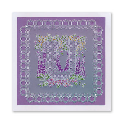 Linda's Floral Alphabet - Letter U A6 Square Groovi Plate