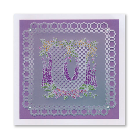 Linda's Floral Alphabet - Letter U A6 Square Groovi Plate