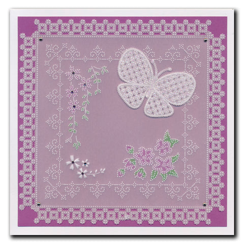 Linda's Dotty Cross-Stitch Oriental Fan Layering Frame A4 Square Groovi Plate