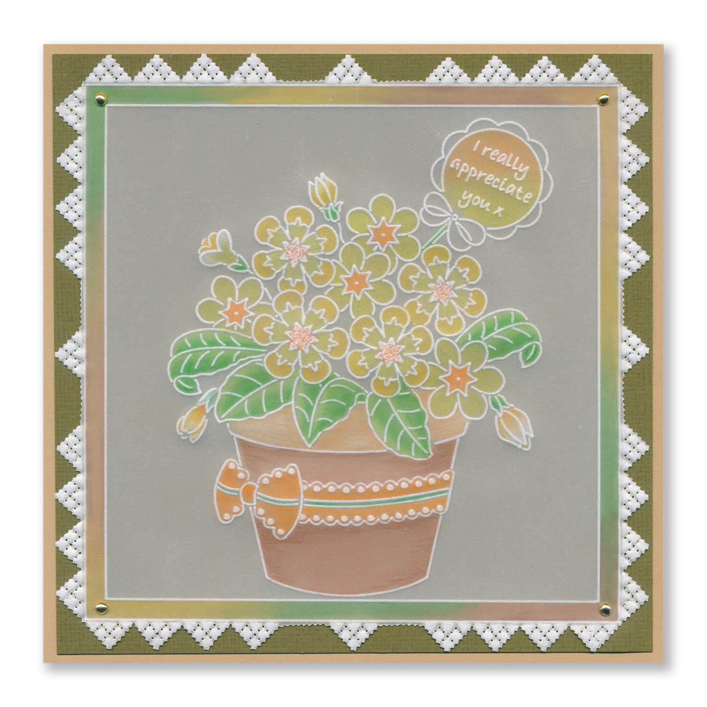 Linda's Primula Flowerpot A5 Square Groovi Plate