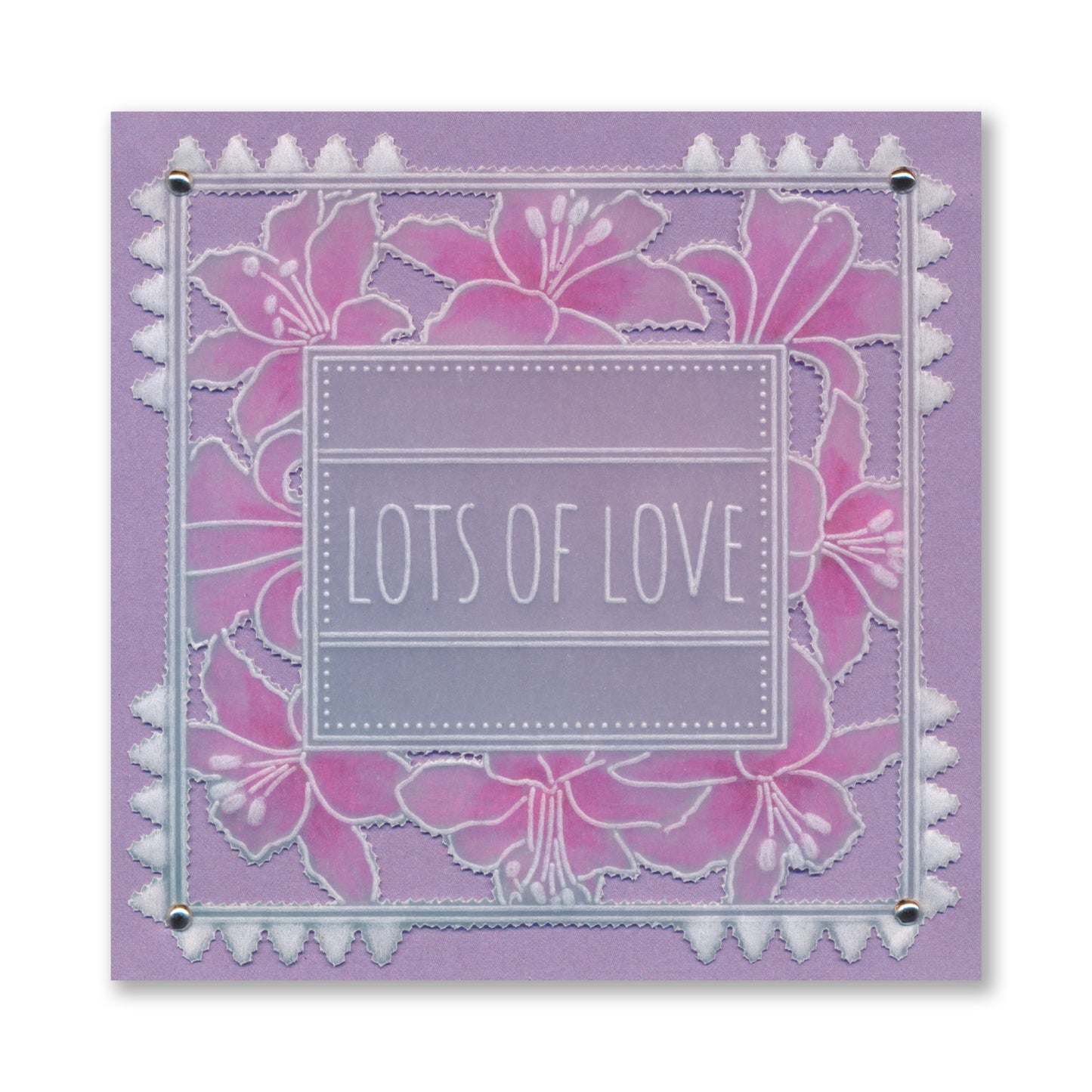 Floral Frame & Sentiments - Lots of Love Lilies A6 Square Groovi Plate
