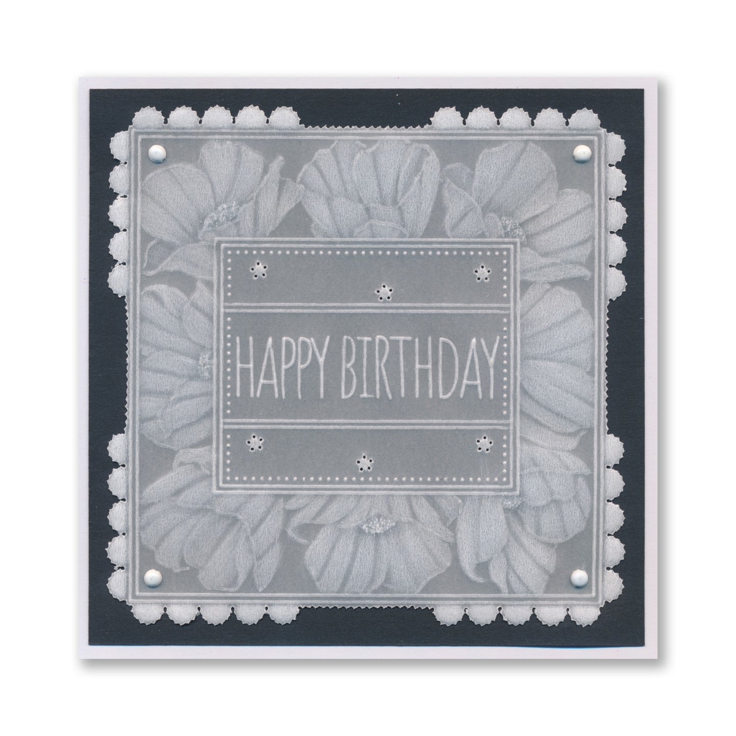 Floral Frame & Sentiments - Happy Birthday Poppies A6 Square Groovi Plate