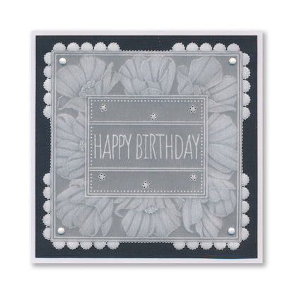 Floral Frame & Sentiments - Happy Birthday Poppies A6 Square Groovi Plate
