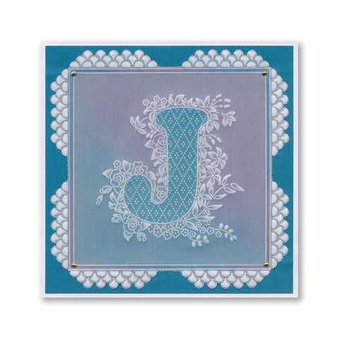 Linda's Floral Alphabet - Letter J A6 Square Groovi Plate