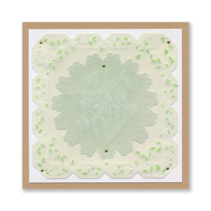 Linda's Dotty Cross-Stitch Snowdrops Layering Frame A4 Square Groovi Plate