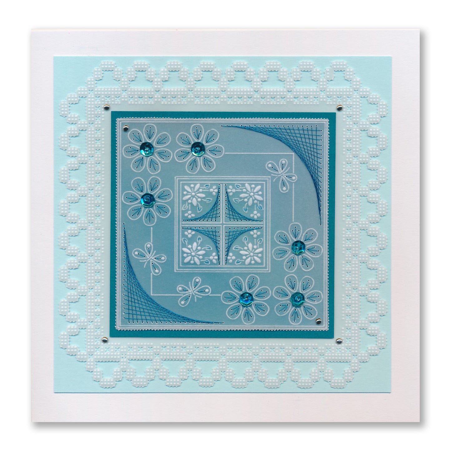 Tina's Floral Embroidery Parchlets A6 Square Groovi Plate Collection