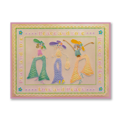 Barbara's SHAC Hippie Chicks A4 Stamp Set & A5 Groovi Plate