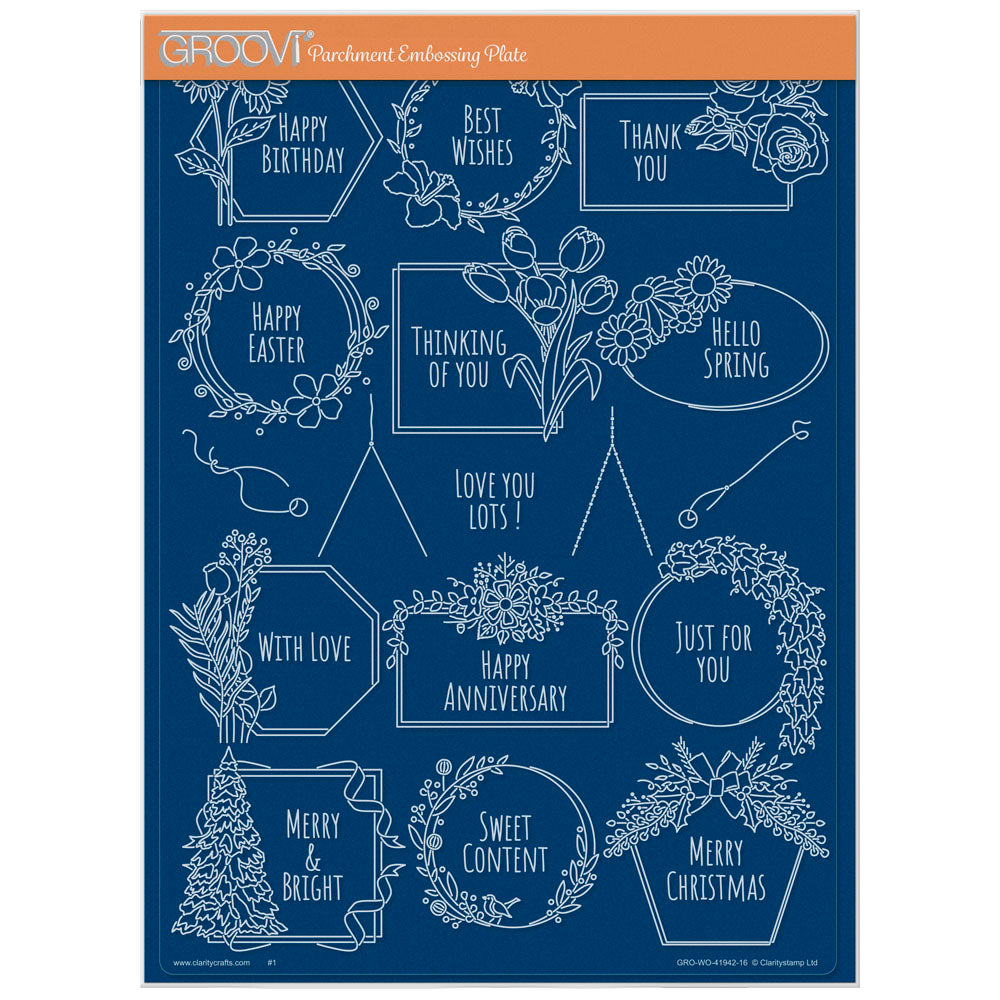 Seasonal Tags & Frames A4 Groovi Plate