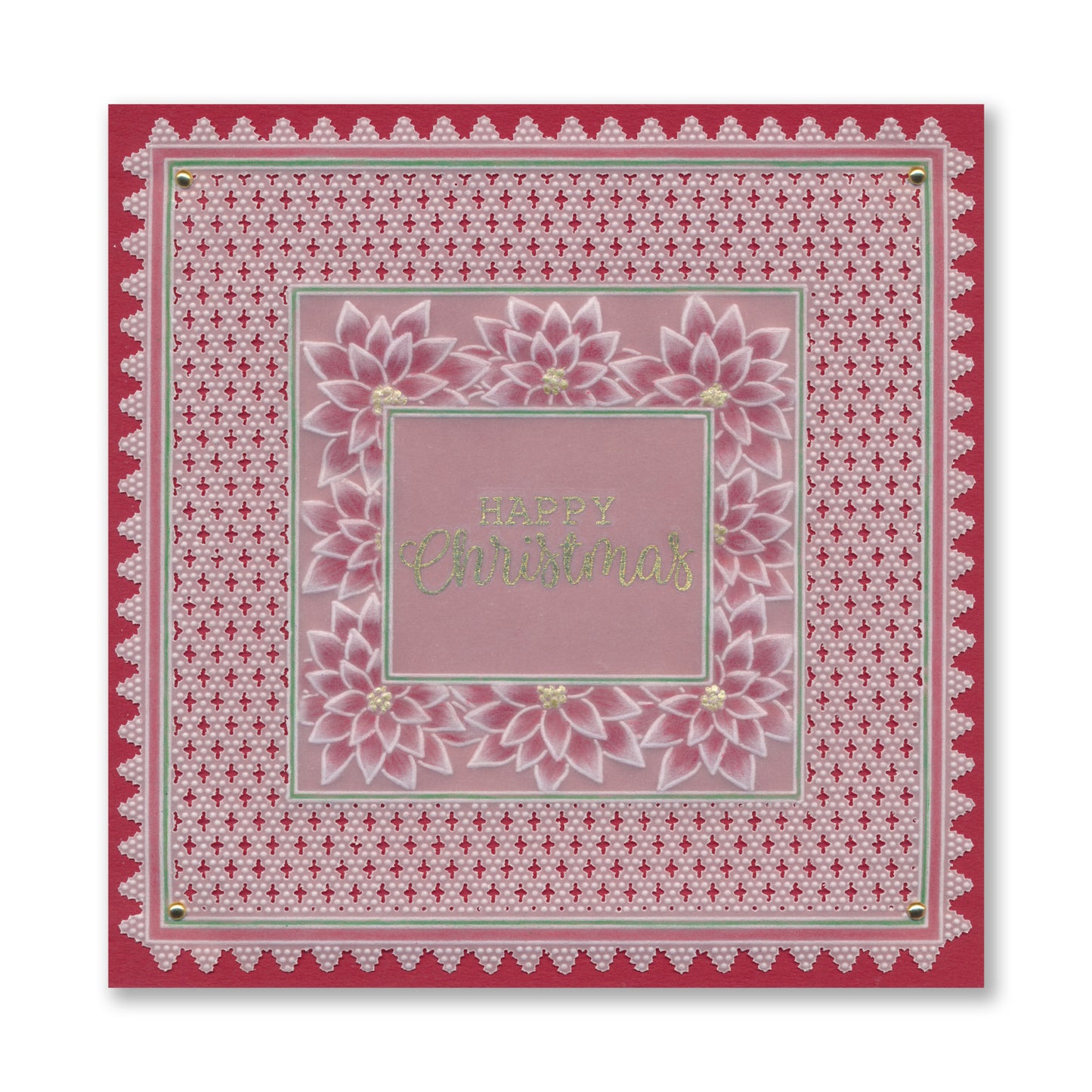Festive Frame & Sentiments - Merry Christmas Poinsettia A6 Square Groovi Plate
