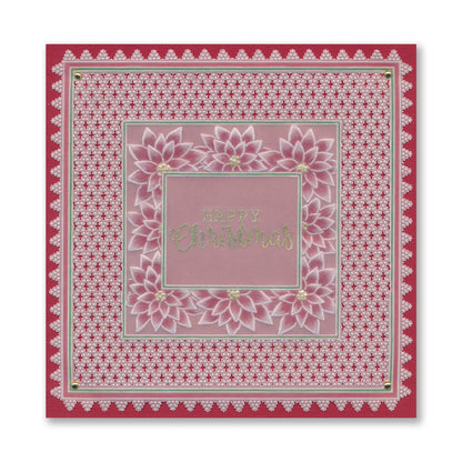 Festive Frame & Sentiments - Merry Christmas Poinsettia A6 Square Groovi Plate