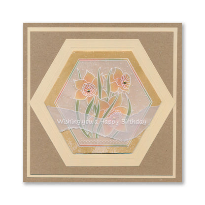 Happy Birthday Daffodils A6 Square Groovi Plate