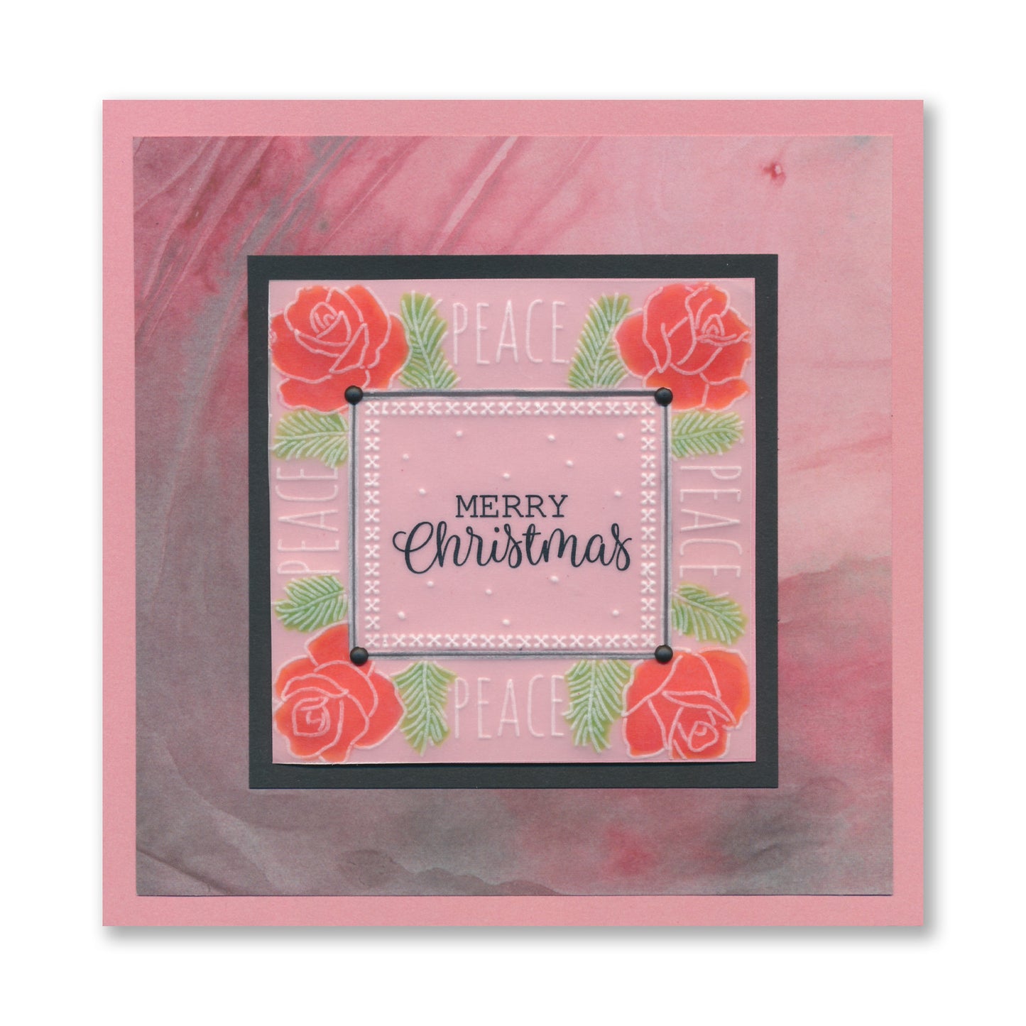 Festive Frame & Sentiments - Peace on Earth Rose A6 Square Groovi Plate