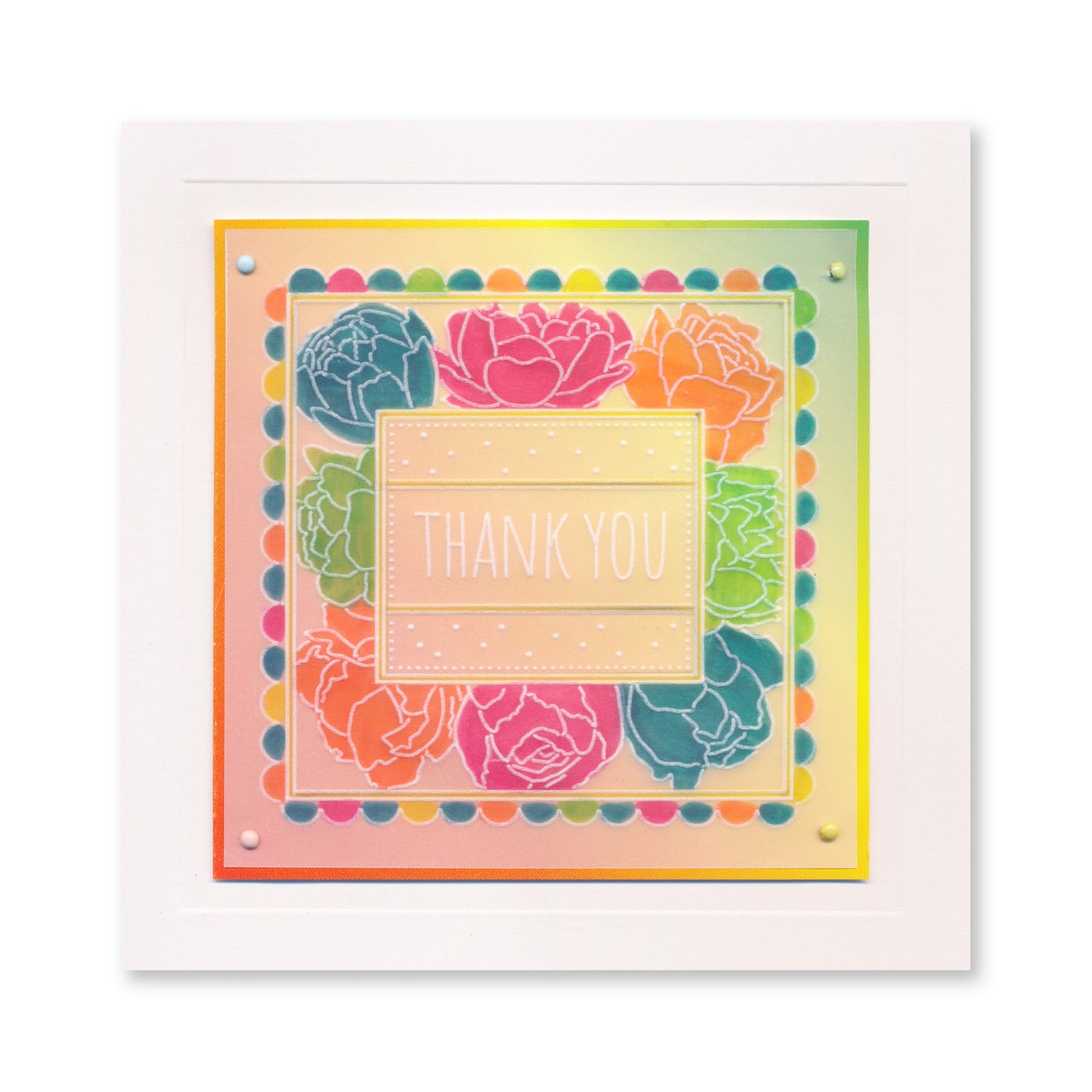 Floral Frame & Sentiments - Thank You Peonies A6 Square Groovi Plate