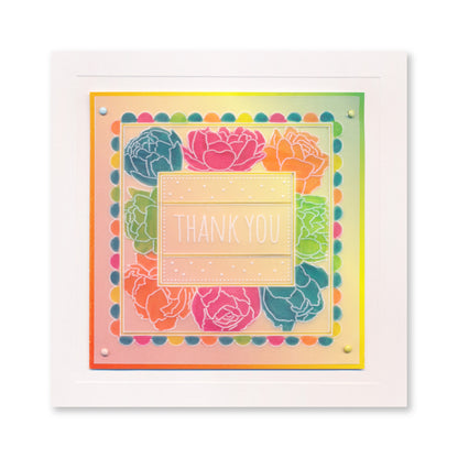 Floral Frame & Sentiments - Thank You Peonies A6 Square Groovi Plate