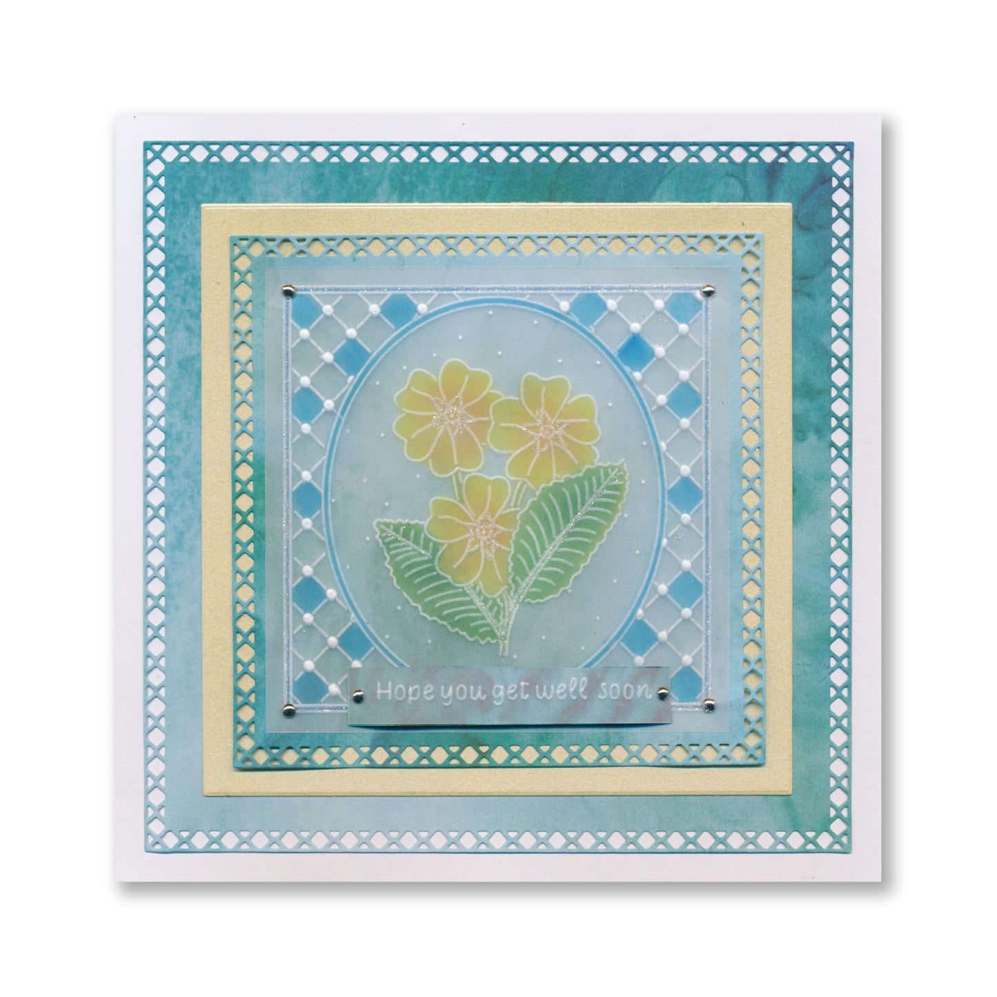 Get Well Soon Primrose A6 Square Groovi Plate