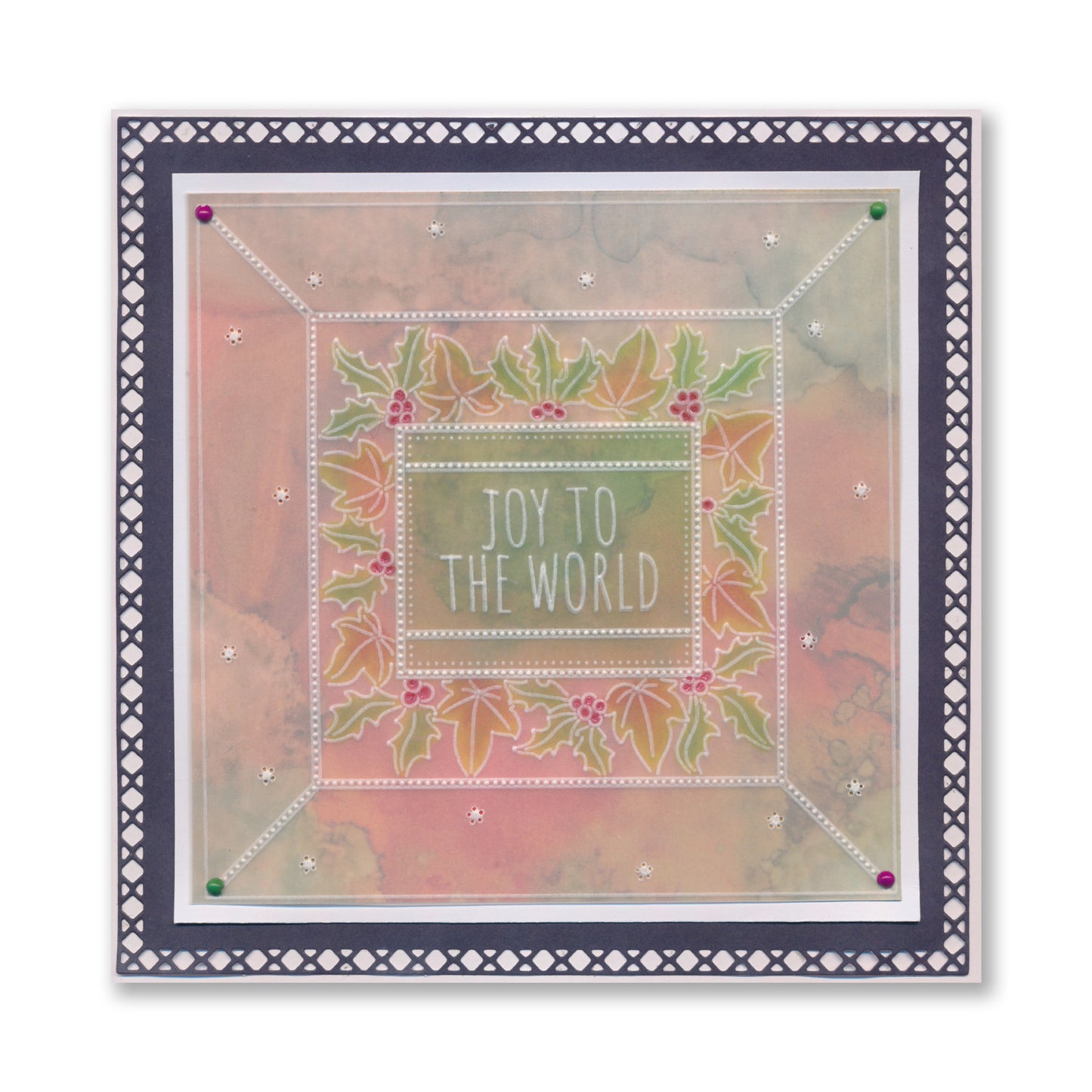 Festive Frame & Sentiments - Joy to the World Holly & Ivy A6 Square Groovi Plate