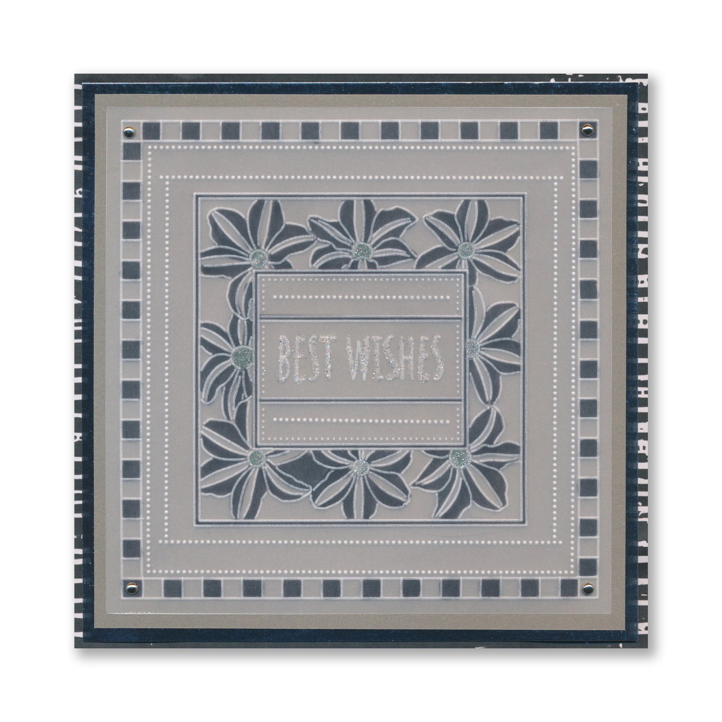 Floral Frame & Sentiments  - Best Wishes Clematis A6 Square Groovi Plate