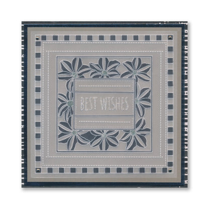 Floral Frame & Sentiments  - Best Wishes Clematis A6 Square Groovi Plate