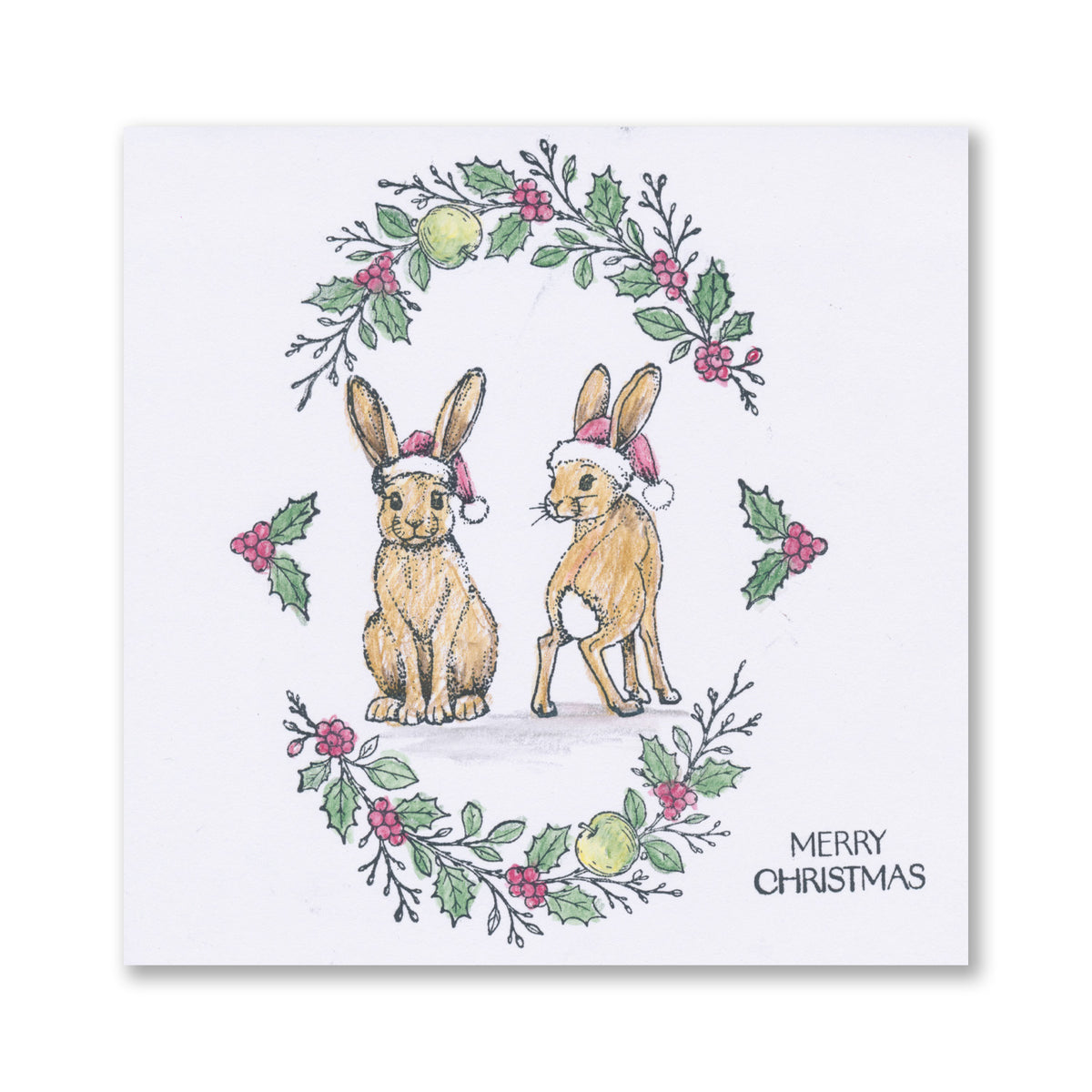 Barbara's Christmas Animals - Hares A6 Stamp & Mask Set