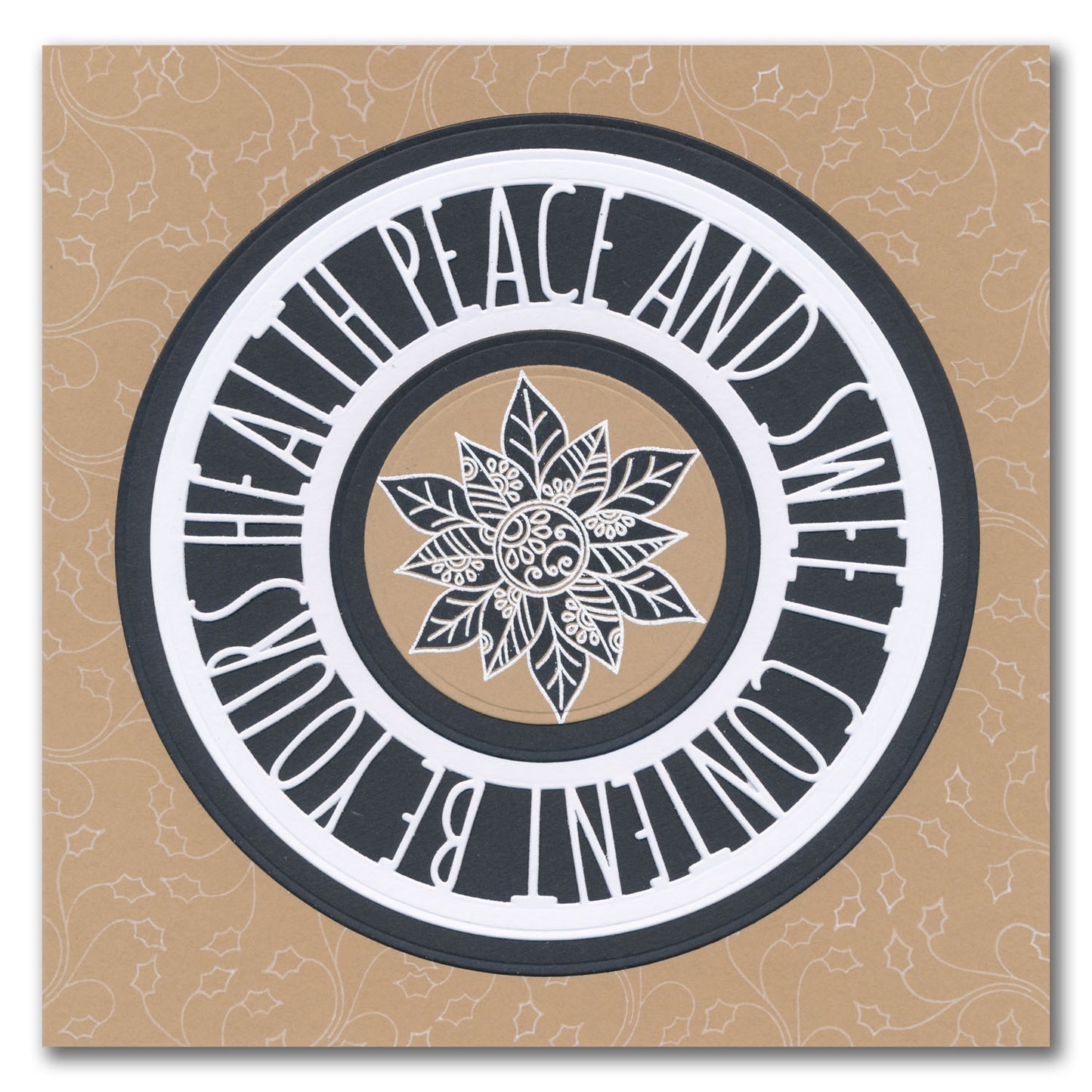 Health, Peace and Sweet Content Round Aperture Framer Die Set