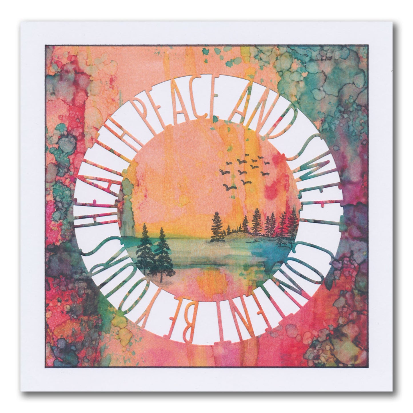 Health, Peace and Sweet Content Round Aperture Framer Die Set