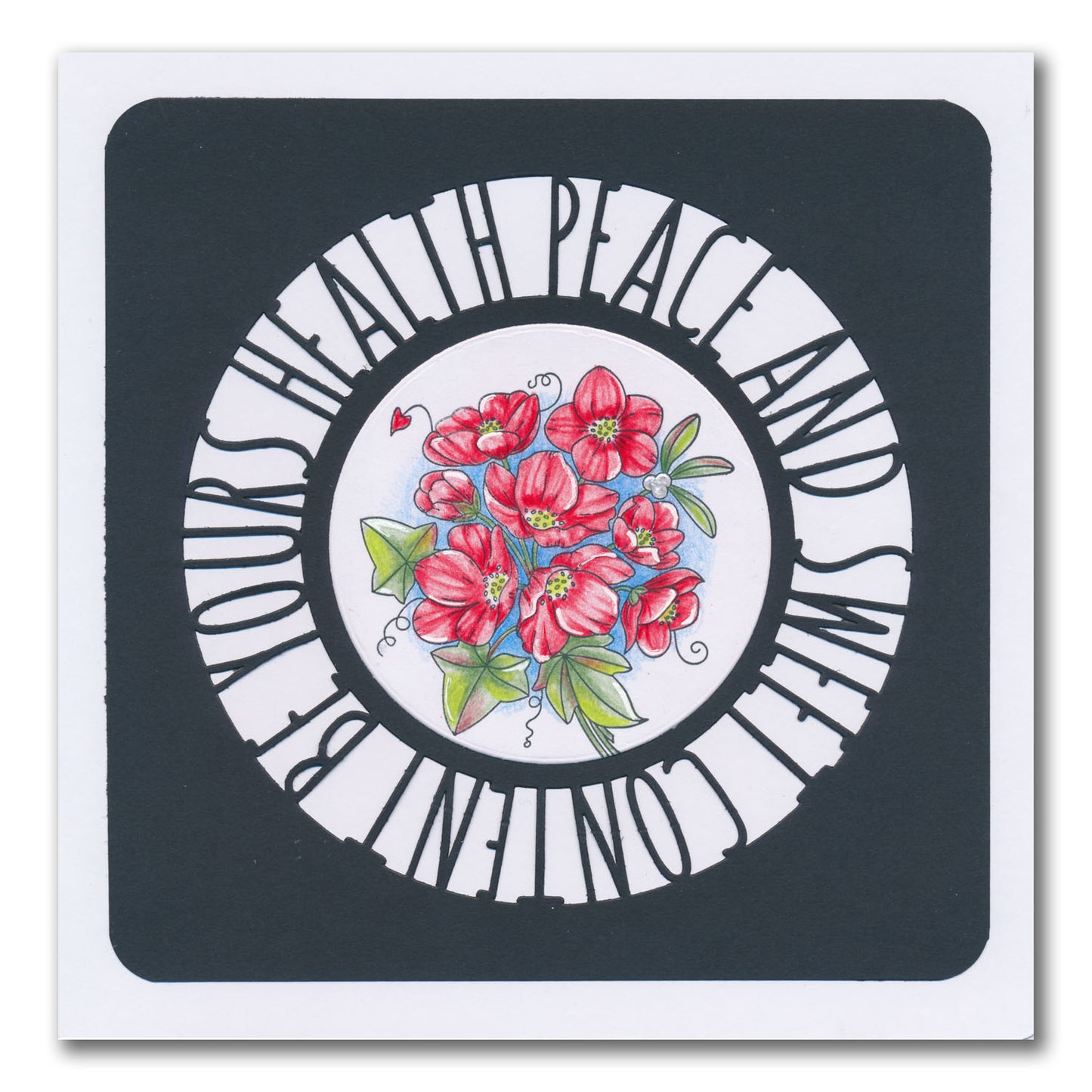 Health, Peace and Sweet Content Round Aperture Framer Die Set