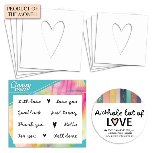 A Whole Lot of Love Heart Aperture Toppers & A7 Sentiments Stamp Set
