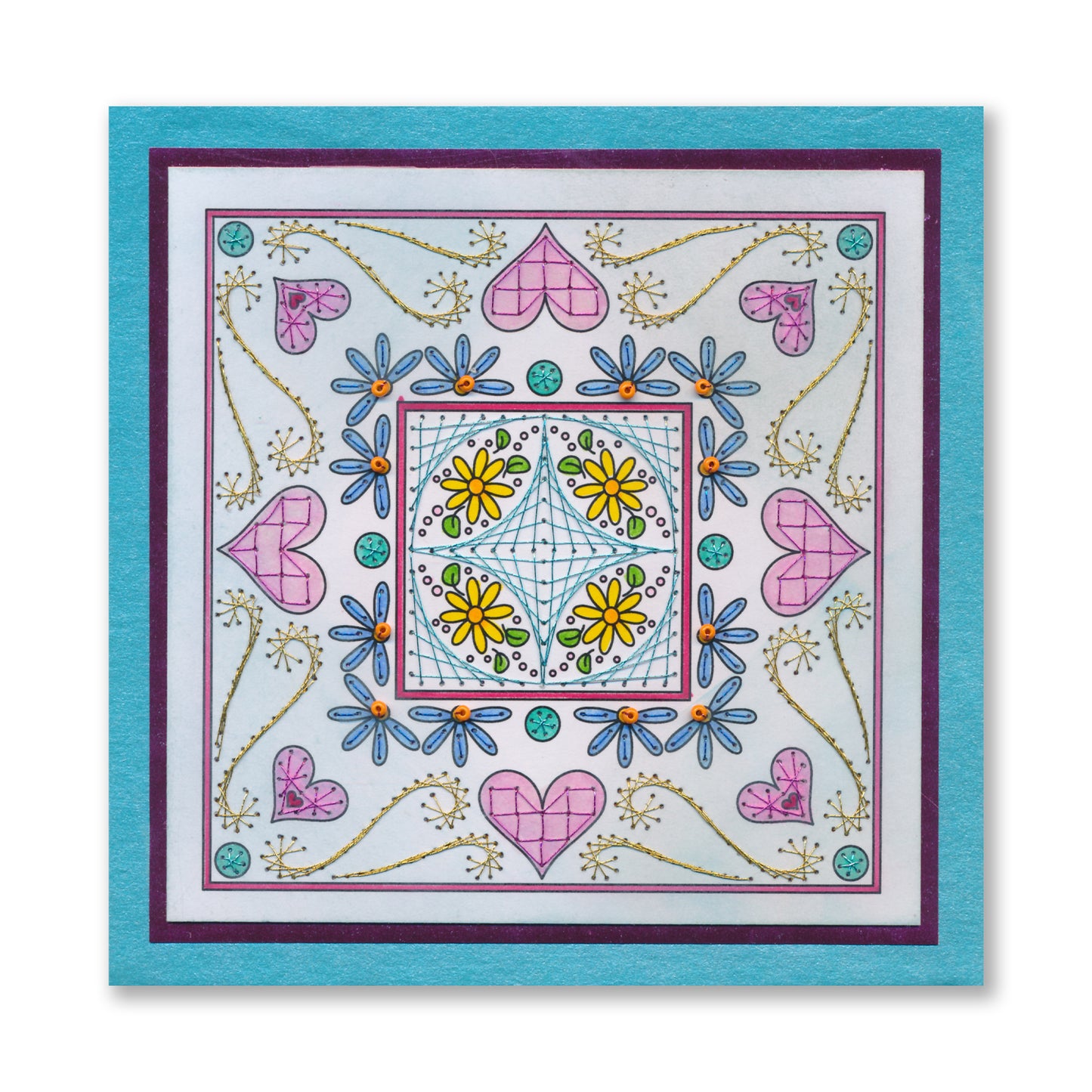 Paper Stitch by Clarity - 01 - Hearts & Swirls Embroidery Card Pack